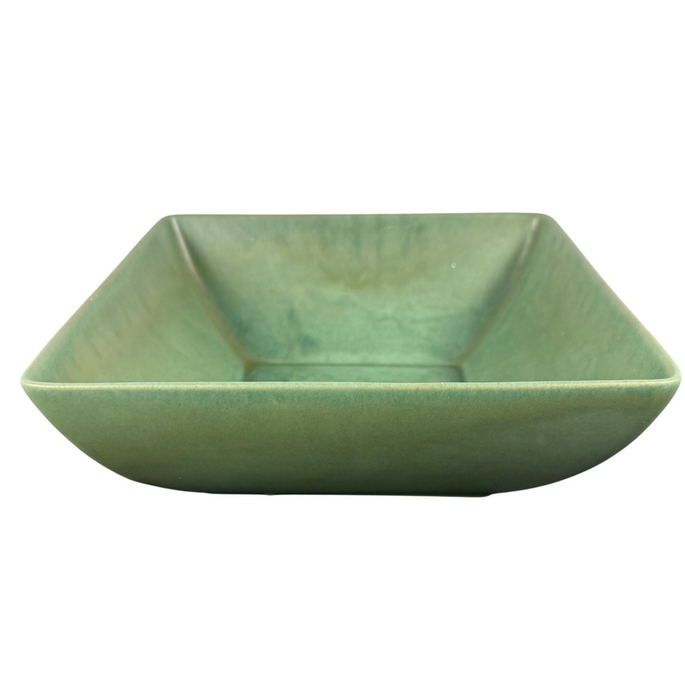 Royal Haeger RG-8 Square Matte Green Ceramic Bowl Garden Flowerware Art Pottery